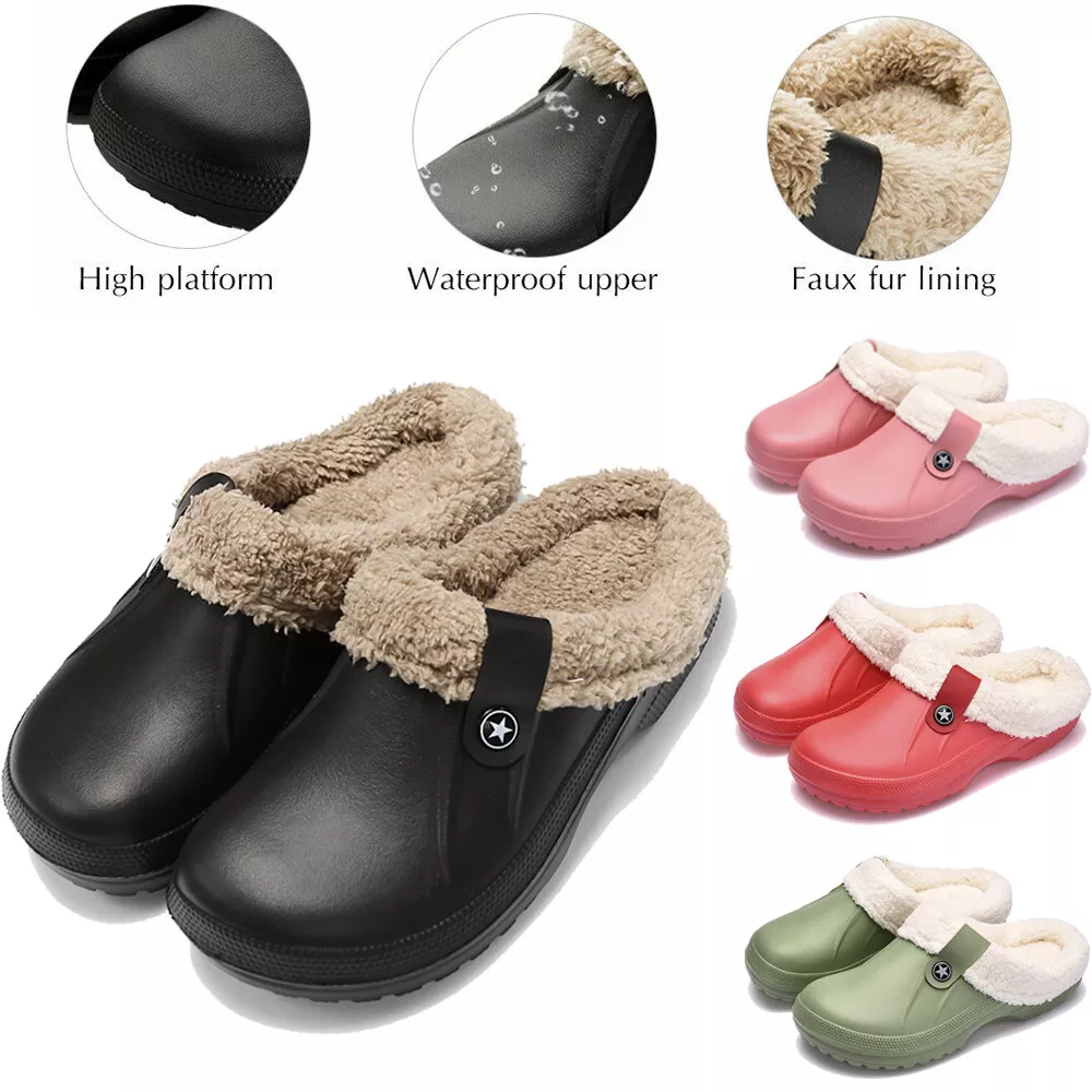 Slippers Sherpa Lined Fur Clogs Garden Shoes Warm &amp; Comfort | eBay