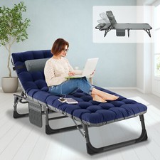 SLSY Adjustable 5 Position Recliner Lounge Chair Folding Camping Cot W/Mat