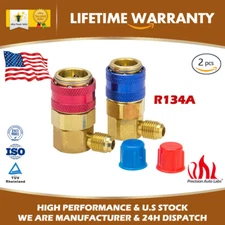 2x Gauge Car Auto A/C Manifold Conversion Kit Low/High Angle Quick Adapter