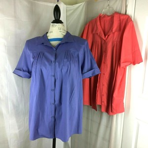 TWO-Roamans-4X-tops-Button-Front-lot-of-shirts-30W-SS