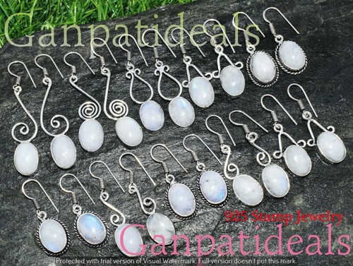 Rainbow Moonstone Gemstone Earring 925 Silver Plated Mix Shape Wholesale Jewelry - Picture 5 of 10