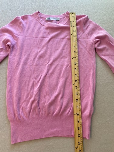 Zara Sweater Kids Medium Pink Stretch Gold Button Accent Rib Trim Knit Pullover - Picture 9 of 13
