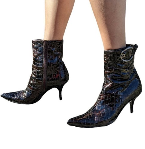 stuart weitzman patent leather ankle boots