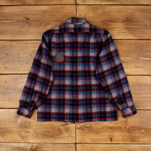 Camisa de Franela Pendleton Vintage Botón M Hecha en EE. UU. Años 70 Lana Parcheada Para Hombres Azul - Imagen 2 de 8