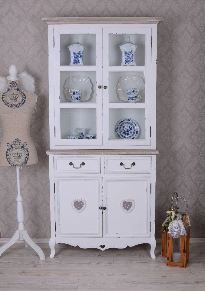 Küchenvitrine Shabby Chic Vitrine Küchenschrank Vintage Anrichte Geschirrschrank - Bild 4 von 4