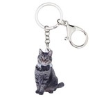 Acrylic Gray American Shorthair Cat Keychains Purse Key Ring Pets Charms Jewelry