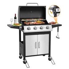 4 Burner BBQ Propan Gas Grill,Stainless Steel 40k BTU Patio Garden/ FoldingTable