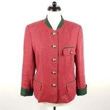 Susanne Von D&ouml;rnberg Janker Womens M Red Green Linen Trachten Jacket Coat Blazer