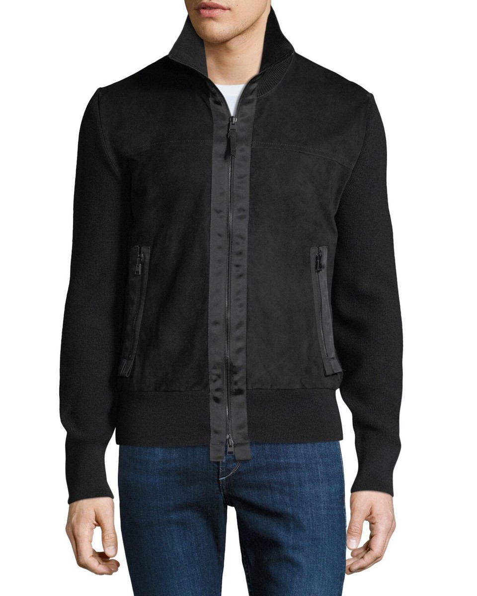 ジャケット Tom Ford Giacca Monopetto In Lana Ultimate $4,000 TOM FORD Black Suede Leather / Lana Wool
