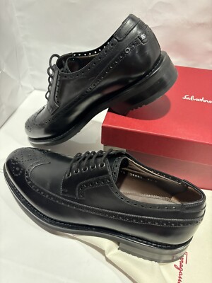 ferragamo mens shoes 9.5d black leather  display picture 1