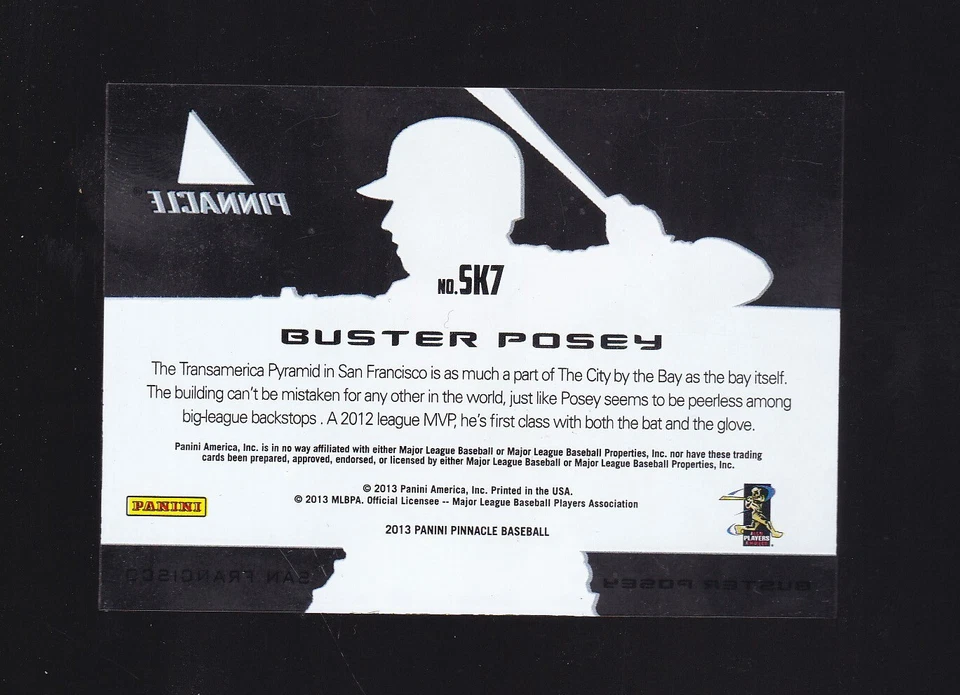 2013 Pinnacle Skylines 醋酸纤维 Buster Posey #SK7 旧金山巨人队 — 第 2/2 张图片