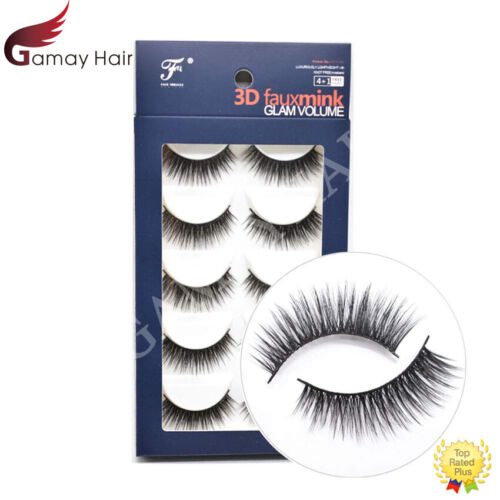 Top 5 Pairs 3D Mink False Eyelashes Wispy Cross Fluffy Thick Long Eye Lashes US - Picture 13 of 34