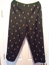 Talbots Petites Pure Silk Black Tassel Print Pants Size 12