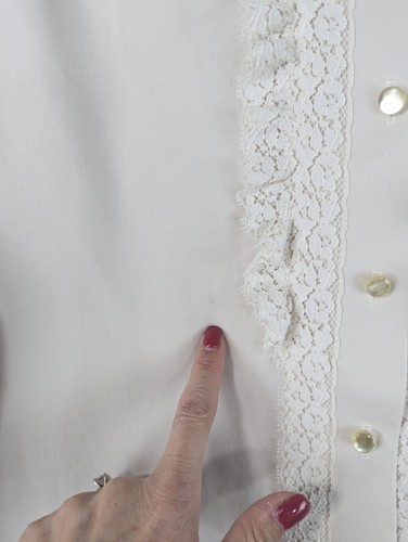 Mardi Modes Top Ruffled Ribbon Prairie Costume Cosplay Style Cream Buttons 70s - Picture 10 of 15