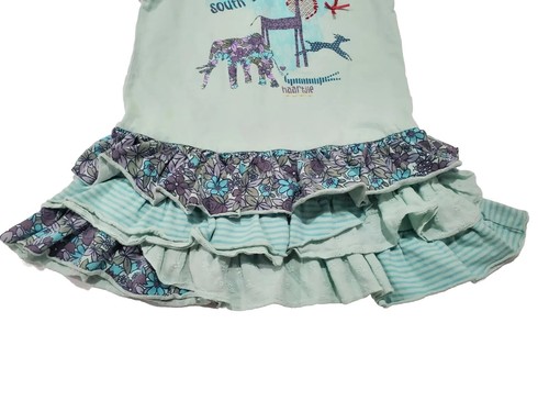 Naartjie Girls Blue Love South Africa Safari Giraffe Ruffle Tunic Top Dress L 6 - Picture 4 of 5