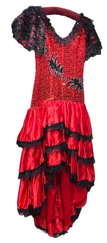 Vestido De Colección Hecho a Mano Profesional Para Mujer Matador Flamenca Secuencia Volantes Gótico - Imagen 6 de 21