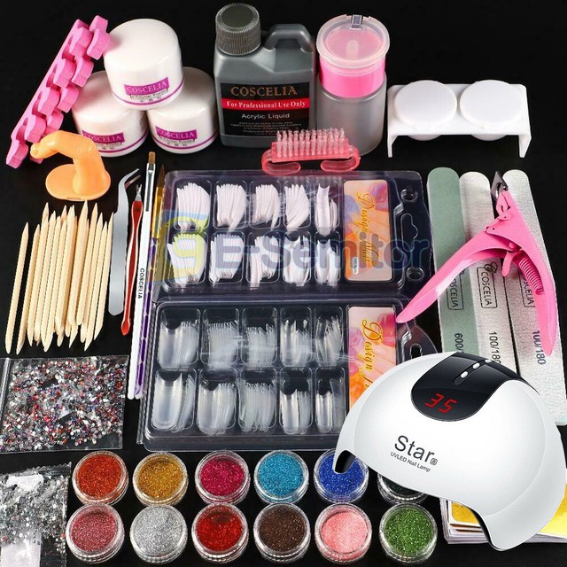 UK Sale Acrylic Nail Starter Kit Acrylic Powder Liquid Tool Brush