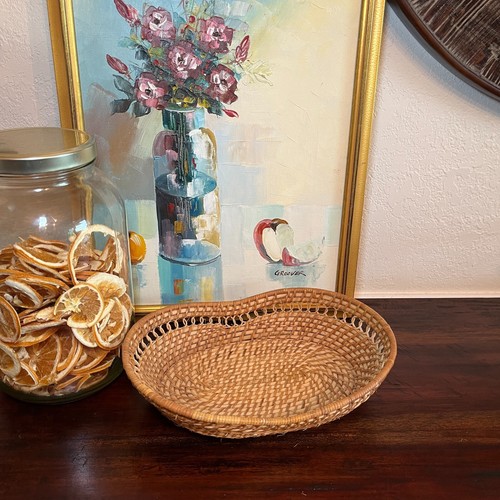 Schöne einzigartige Vintage Korb flache Schmuckschale Cottagecore Boho Deko - Bild 3 von 8