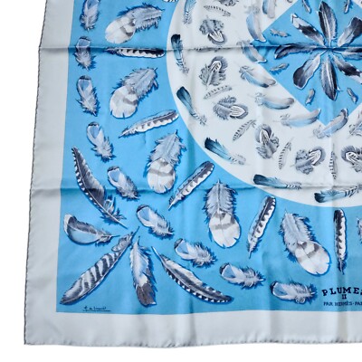 HERMES カレ90 PLUMES par Henride Linares HERMES Silk Plumes par Henri de Linares Scarf 90 384426