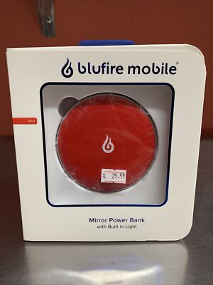 Blufire Mobile~Mirror Power Bank w/Built-in Light/RED/Espejo c/Luz ...