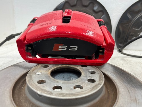 15 AUDI S3 8V OEM RED FRONT REAR BRAKE CALIPERS ROTORS DISCS PADS MK7 GTI 15-18 - Picture 12 of 23