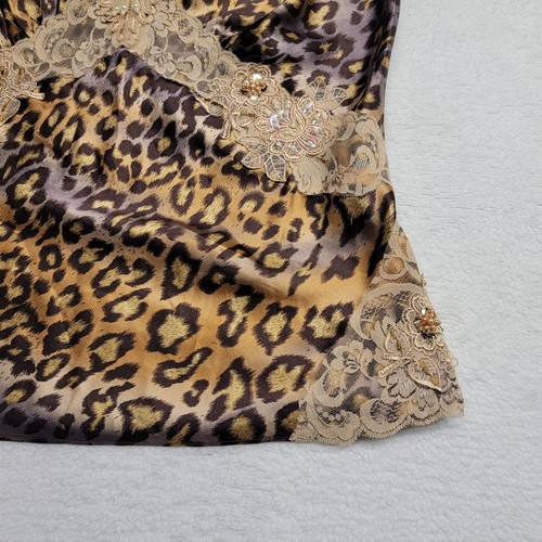 BISOU BISOU MICHELE BOHOT Leopard Print Top Jewels Ruffle Lingerie Size 12 - Picture 2 of 10