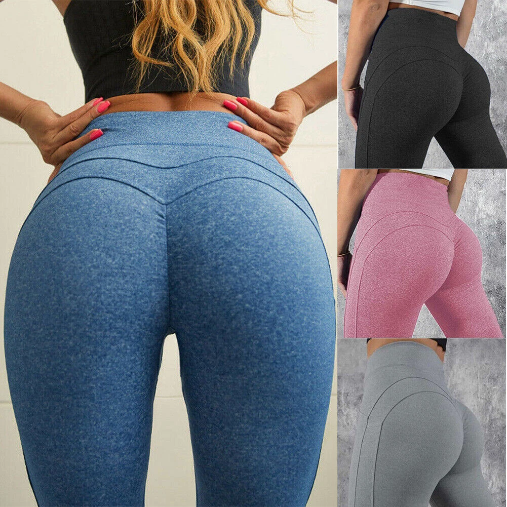 Women's Ruched Yoga Pants Butt Lift Leggings High Waist Workout Push Up  Trousers