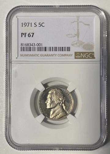🔥 1971 S PROOF JEFFERSON NICKEL NGC PF67 🔥