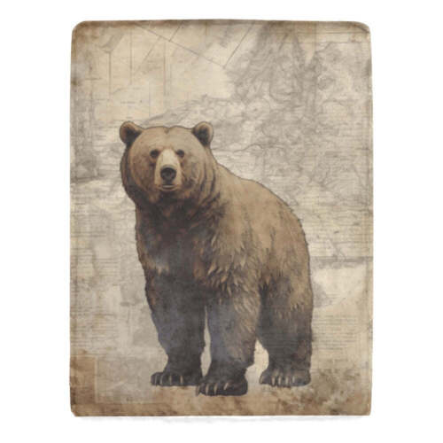 Rustic Bear Ultra-Soft Micro Fleece Blanket 60" x 80" - Picture 1 of 4