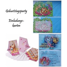 6 Stk. Einladungskarten Kindergeburtstag Paw Patrol Pferd rosa Dschungel Tiere