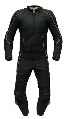 Leather suit two-piece by XLS motorcycle suit black matt two-piece sizes 46-68
