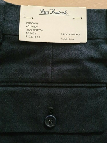 PAUL FREDRICK Mens Cargo Pants Size 32R Navy 100% Cotton Casual Pants 32x32 NWT - Picture 4 of 10