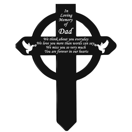 Cross Memorial Stakes Grave Decorations for Cemetery Sympathy Waterproof Meta...