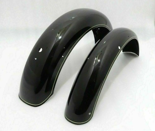FITS FOR ROYAL ENFIELD 500 BLACK FRONT REAR MUDGUARD FENDER @US - Picture 3 of 12