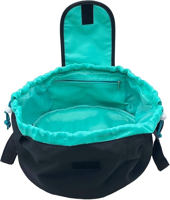 Large Barrel Drawstring Makeup Bag Travel Cosmetic Bag for Women - Black