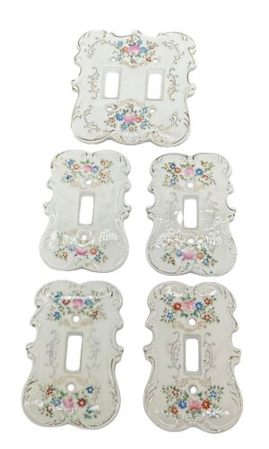 VTG Lot Arnart Porcelain Light Switch Cover Plate Single Double Floral Rose Gold - Picture 2 of 16