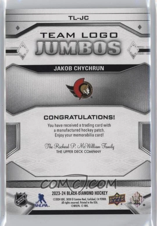 2023-24 Black Diamond Team Manufactured Retro Logo Jakob Chychrun Jumbo Patch - Image 2 of 2