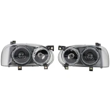 Volkswagen VW Golf 3 Jetta Rabbit MK3 Black Hella Style Smoke Head Lights 93-99