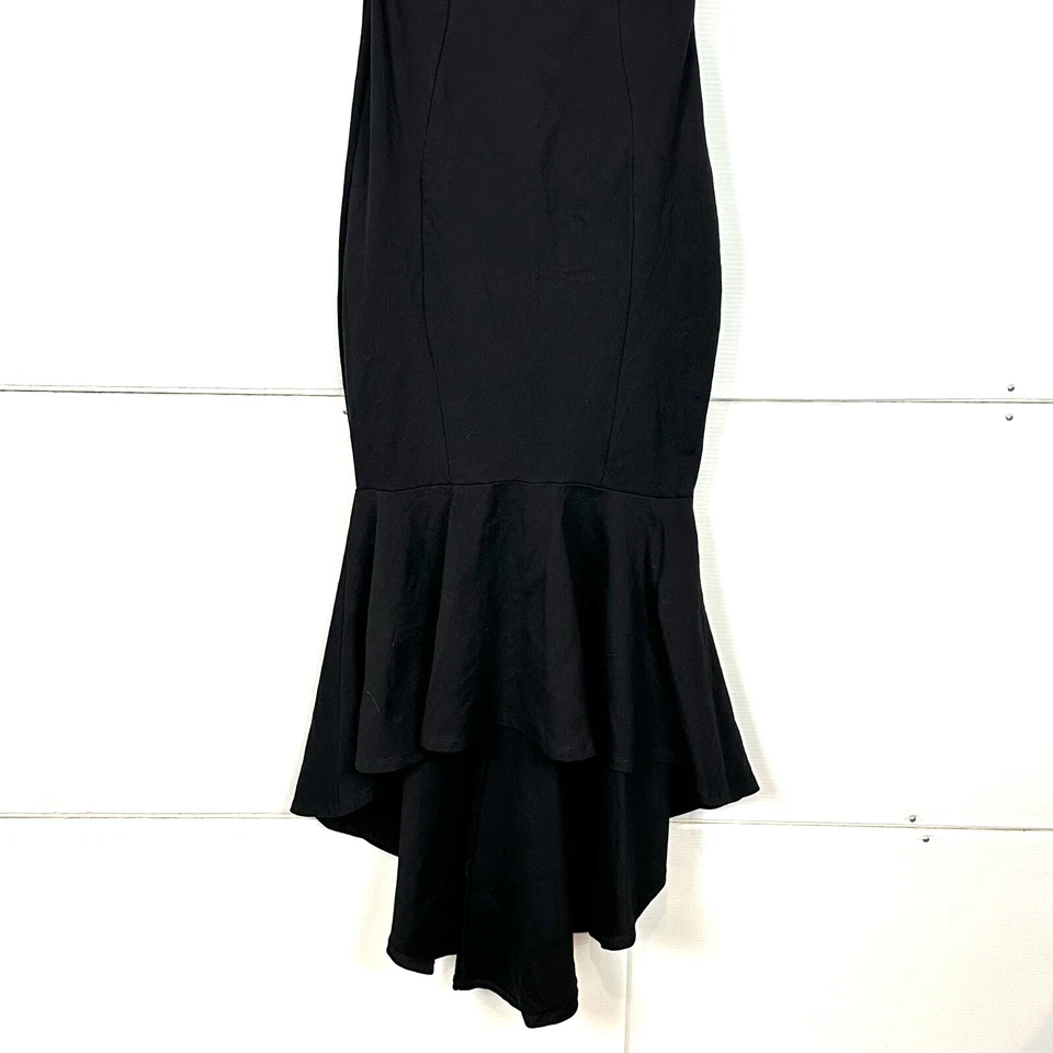 CAMEO Vestido Sirena Negro Talla L Elastizado Jersey Corsé Fuera del Hombro Alto Bajo Foto 4 de 4