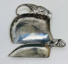 Vintage Pewter Elephant Art Silent Butler Crumb Trays 5.5” Made In Japan 21