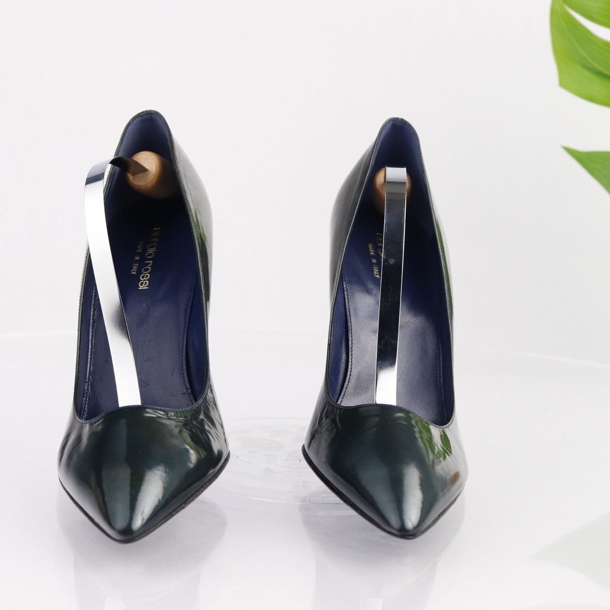 Sergio Rossi Womens Pump Size 39 9 Dark Green Patent Pointed Heels