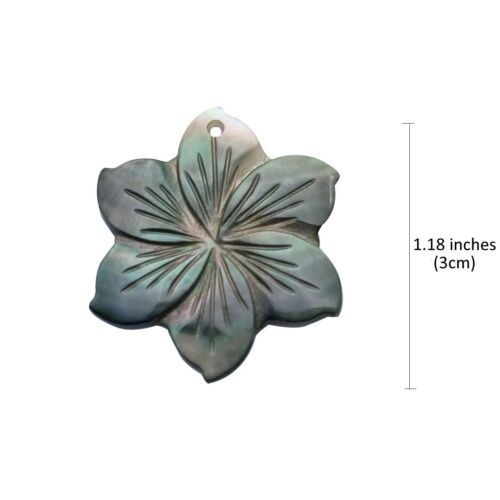 12Pcs MOP Natural Hand Carved Black Mother of Pearl Flower Pendants for Jewelry - Picture 2 of 6