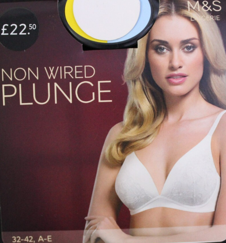 M&S COLLECTION EMBROIDERED NON WIRED PLUNGE BRA ~WHITE ~ SIZE 38C, 40DD, 42DD - Picture 2 of 5