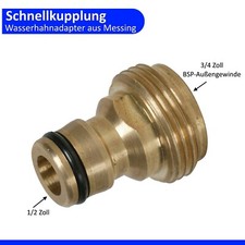 Schlauchkupplung Schnellkupplung Wasserhahn Adapter Messing 1/2" auf 3/4"