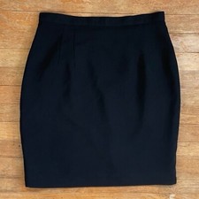 Vintage Black Crepe Skirt Size Medium 30" Waist 1990s Minimalist Straight Cut