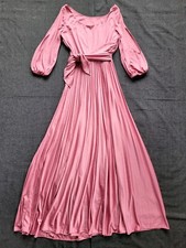 Vintage 70's Greek Goddess Dress Rose Pink Evening Gown Retro Size S/M