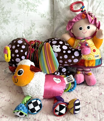 Lot 3 Lamaze Alex Jr. Baby Plush Dog Baby Doll Lamb Crinkle Rattle Puppy Sensory