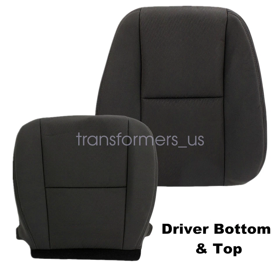 For 2007-2014 Chevy Suburban 1500 2500 Driver Bottom+Top Cloth Seat Cover Black - Image 4 of 4