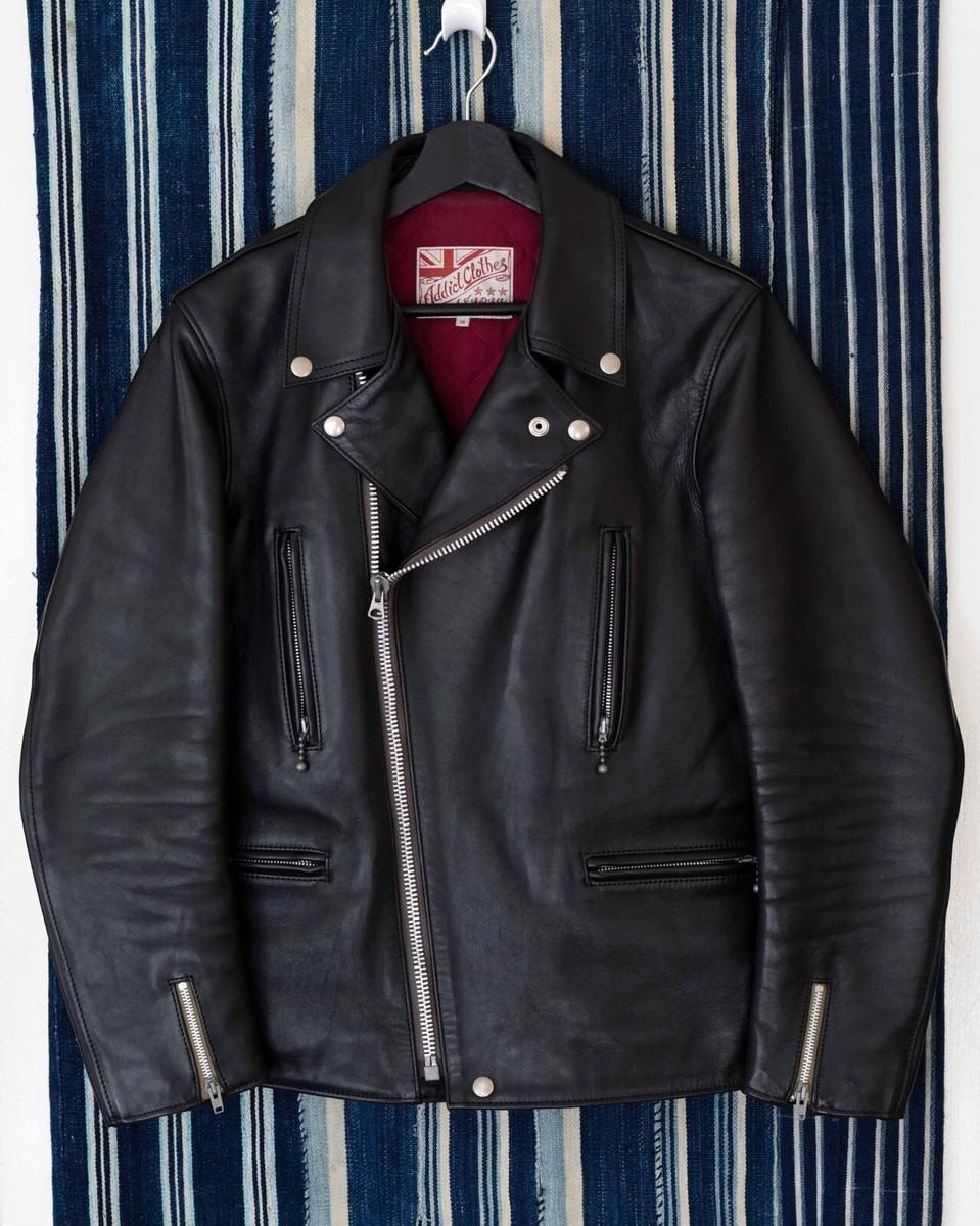Addict Clothes レザージャケット 38サイズ 黒 Addict Clothes AD-02L Black Horsehide Leather Jacket - Size 38 M