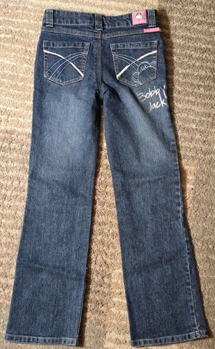 Bobby Jack Jeans Juniors Size 12 Blue Denim Retro Embroidery Y2K Vintage Pink - Picture 10 of 12